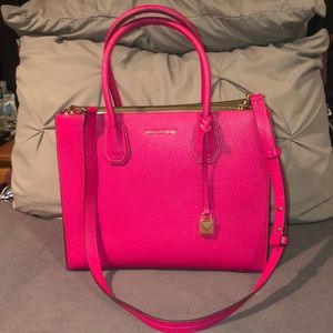Hot pink Michael Kors bag with gold-tone hardware
